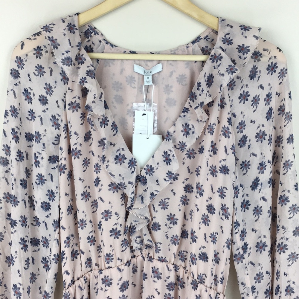 Joie Marelle Pink Silk Floral Tie Waist Dress NWT - Picture 5 of 14